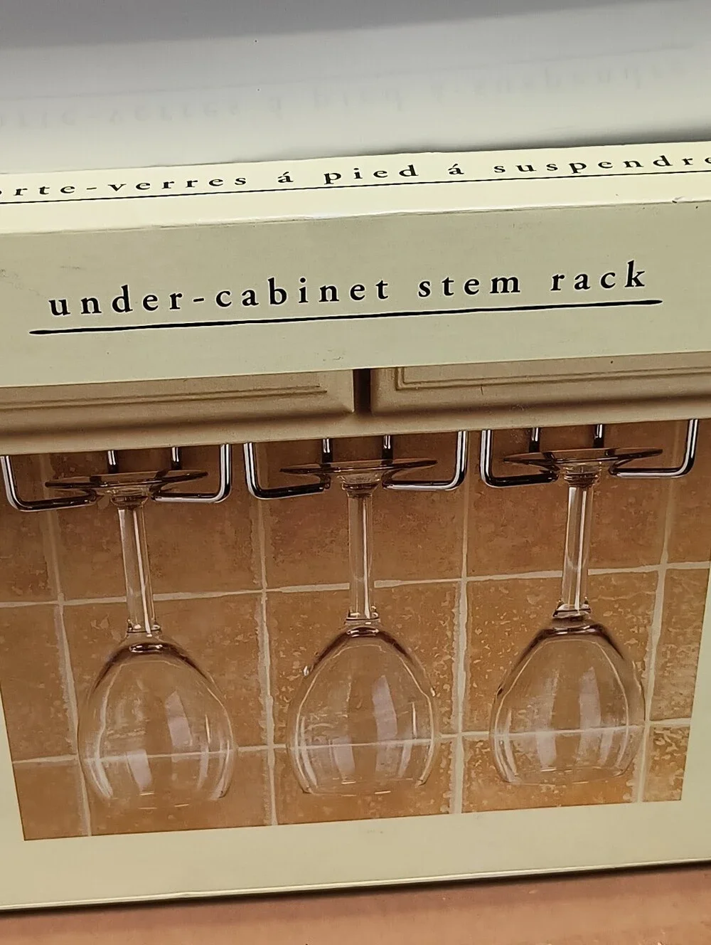 Pier 1 Under-Cabinet Stem Rack - Silver Metal - Vintage